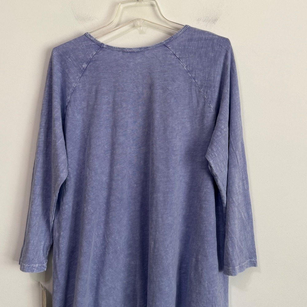 Jess & Jane Whiskers Cat Graphic Tunic Top M Blue Mineral Wash M12-2228 NEW FLAW - Picture 9 of 11